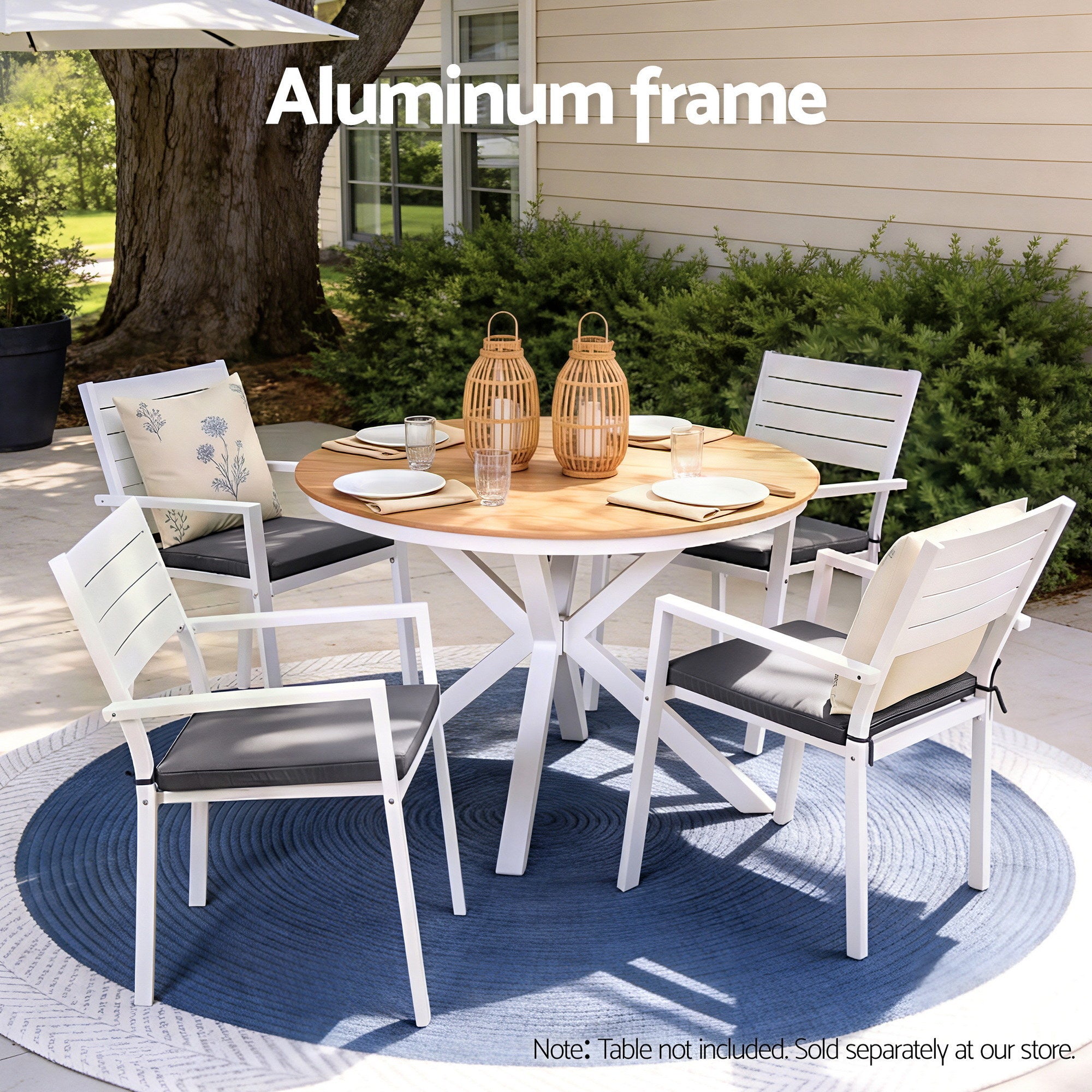 4PC Outdoor Dining Chairs Stackable Aluminum Lounge Chair Patio Furniture