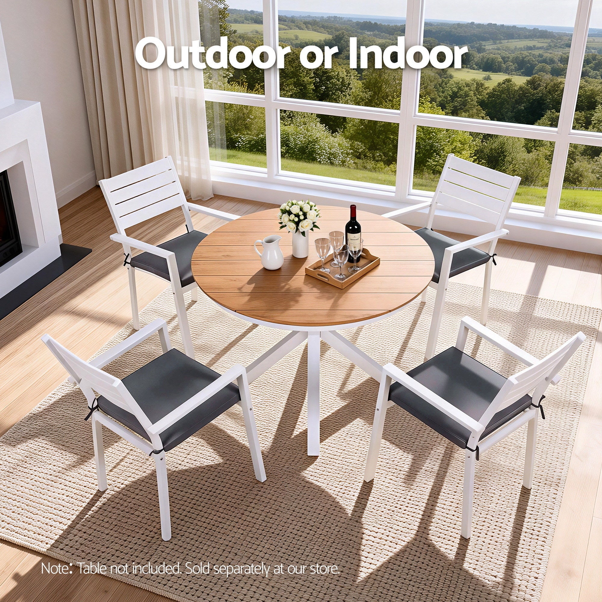 4PC Outdoor Dining Chairs Stackable Aluminum Lounge Chair Patio Furniture