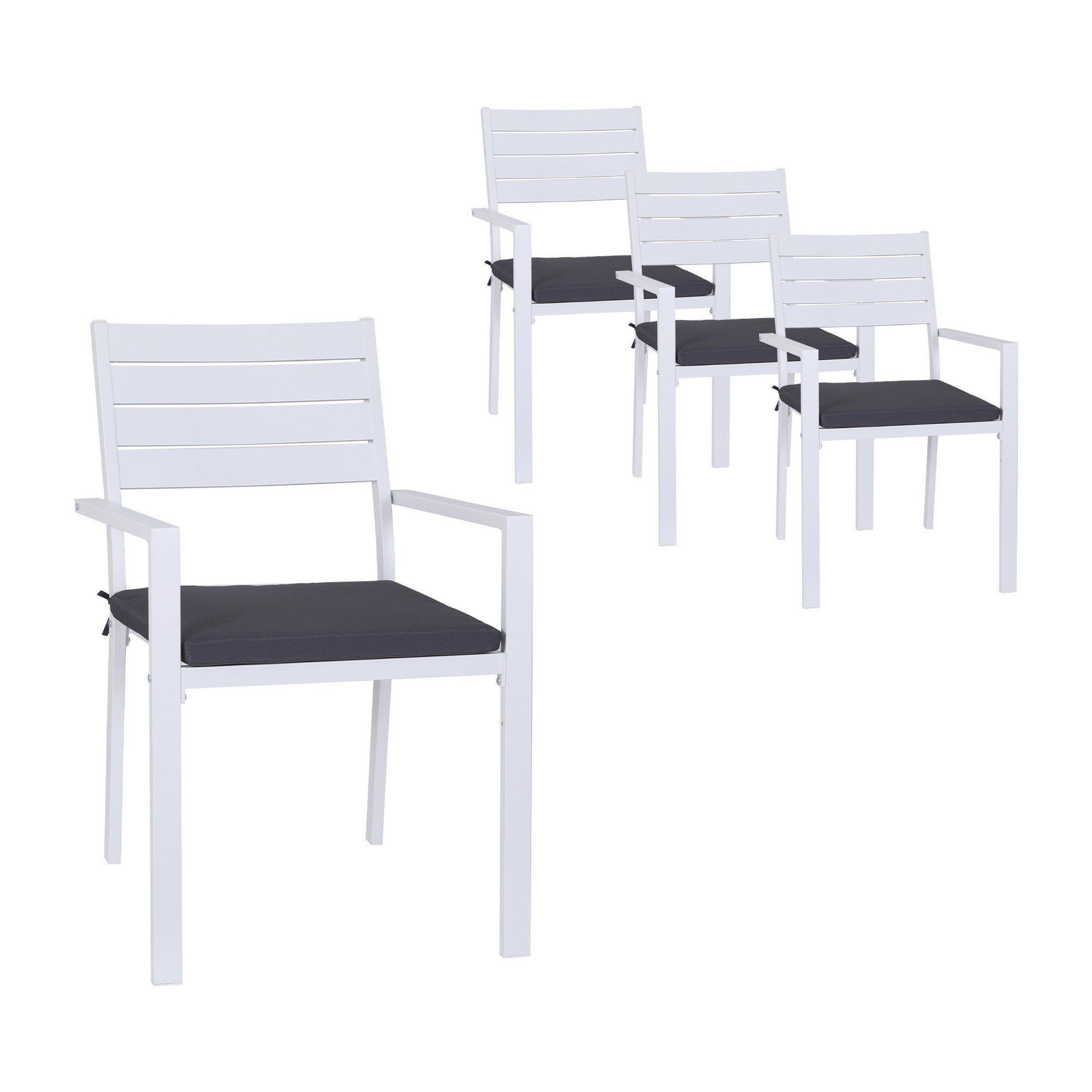 4PC Outdoor Dining Chairs Stackable Aluminum Lounge Chair Patio Furniture