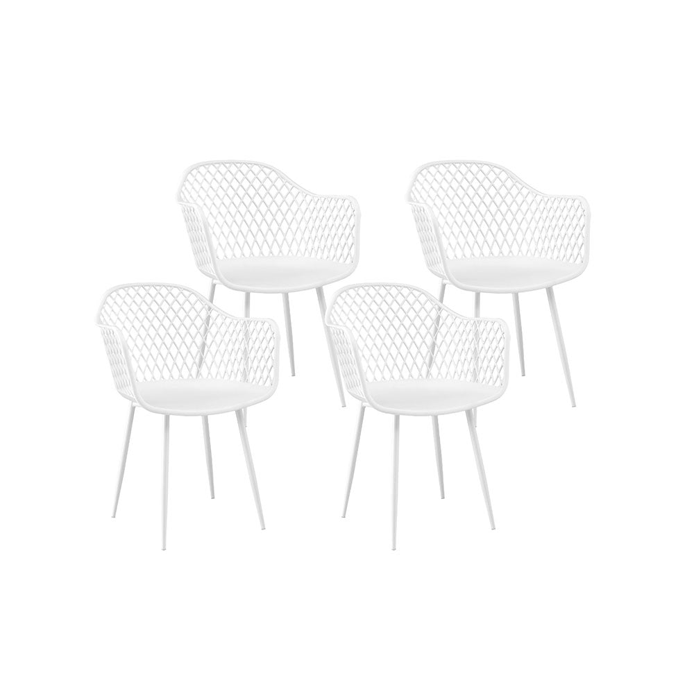 Set of 4 Ventilated Outdoor Dining Chairs - White