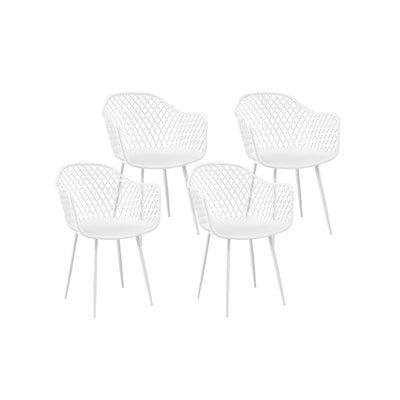 Set of 4 Ventilated Outdoor Dining Chairs - White