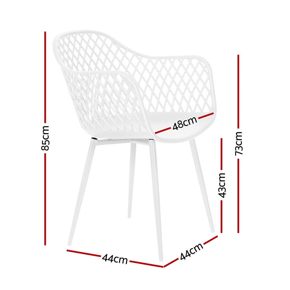 Set of 4 Ventilated Outdoor Dining Chairs - White
