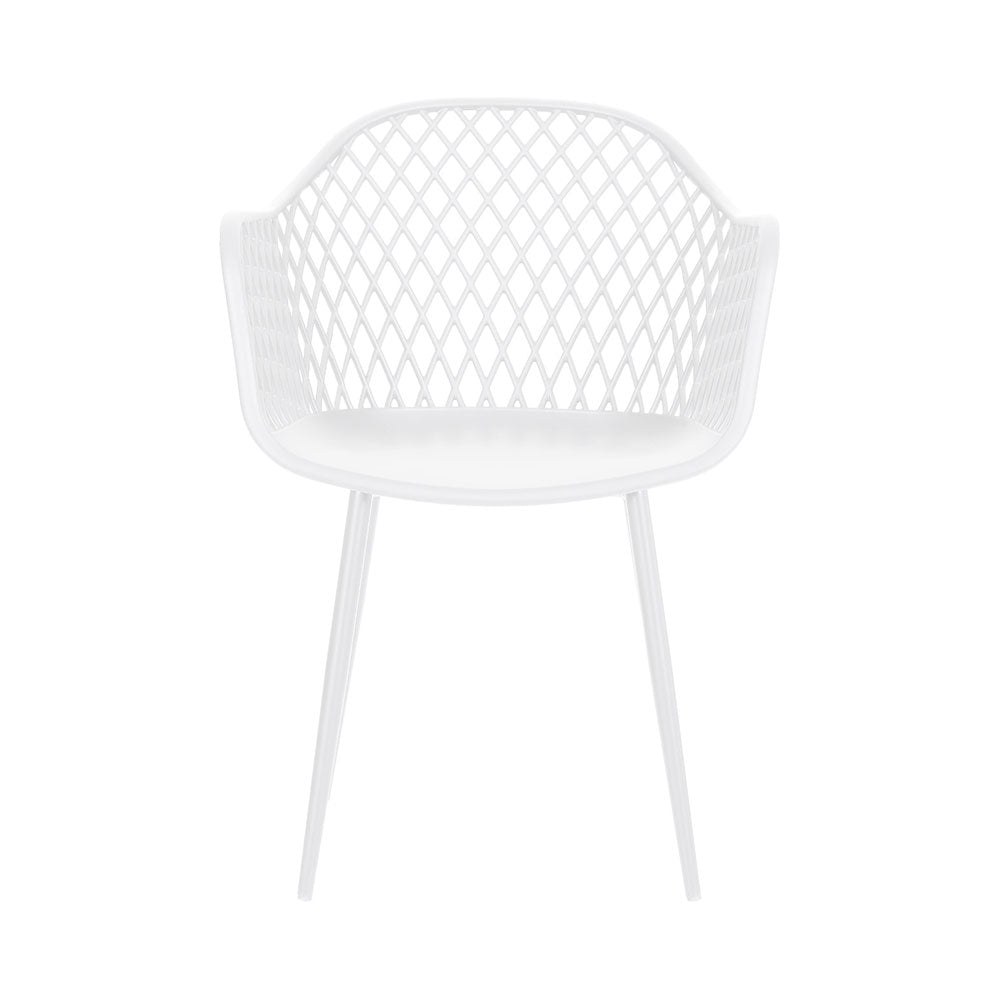 Set of 4 Ventilated Outdoor Dining Chairs - White-3