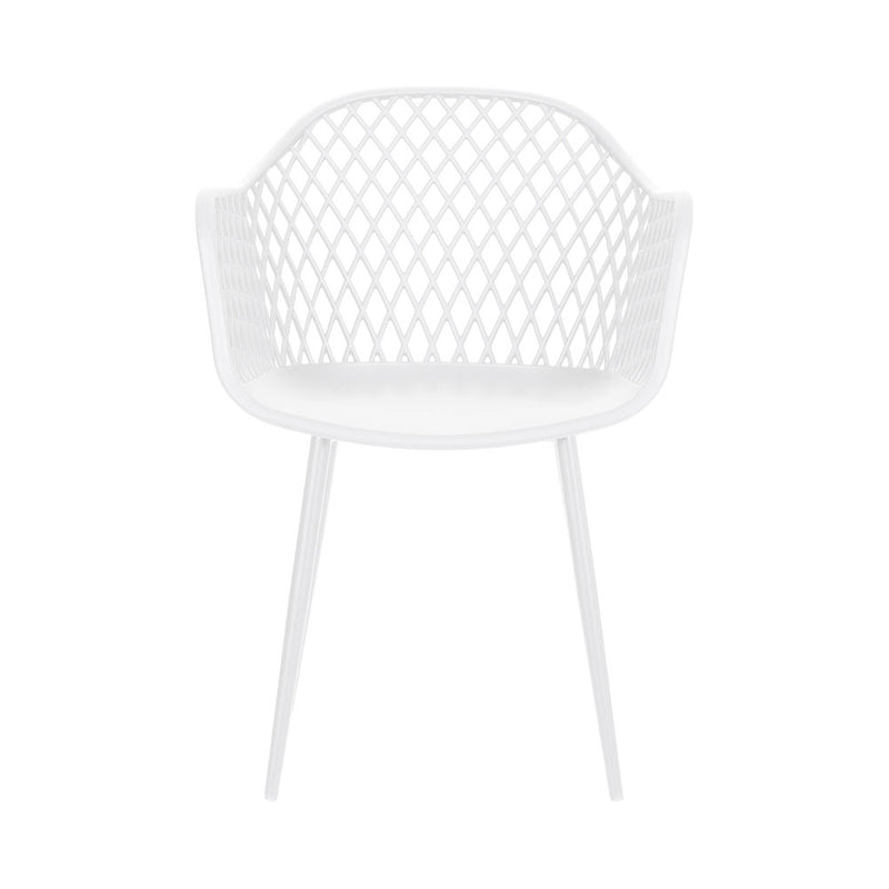 Set of 4 Ventilated Outdoor Dining Chairs - White-3