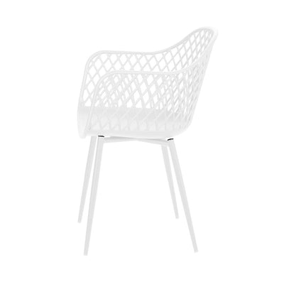 Set of 4 Ventilated Outdoor Dining Chairs - White