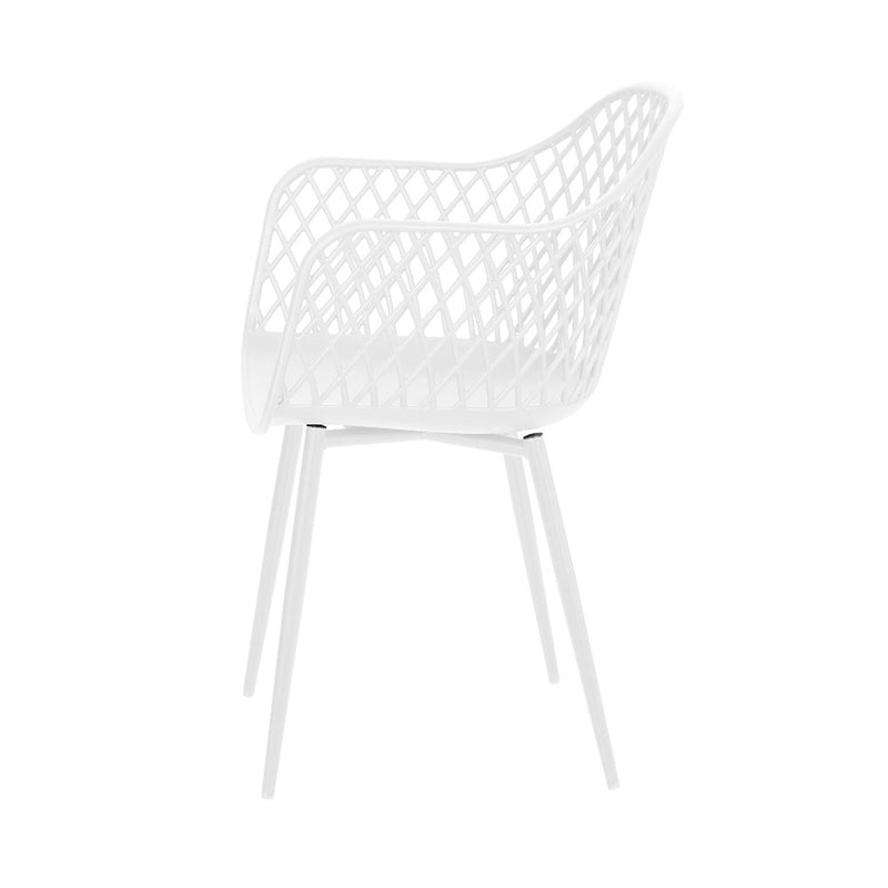 Set of 4 Ventilated Outdoor Dining Chairs - White-4