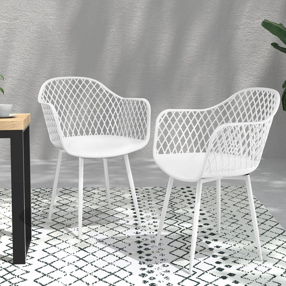 Set of 4 Ventilated Outdoor Dining Chairs - White-7