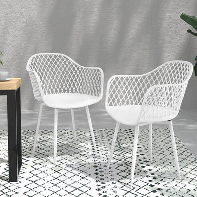 Set of 4 Ventilated Outdoor Dining Chairs - White