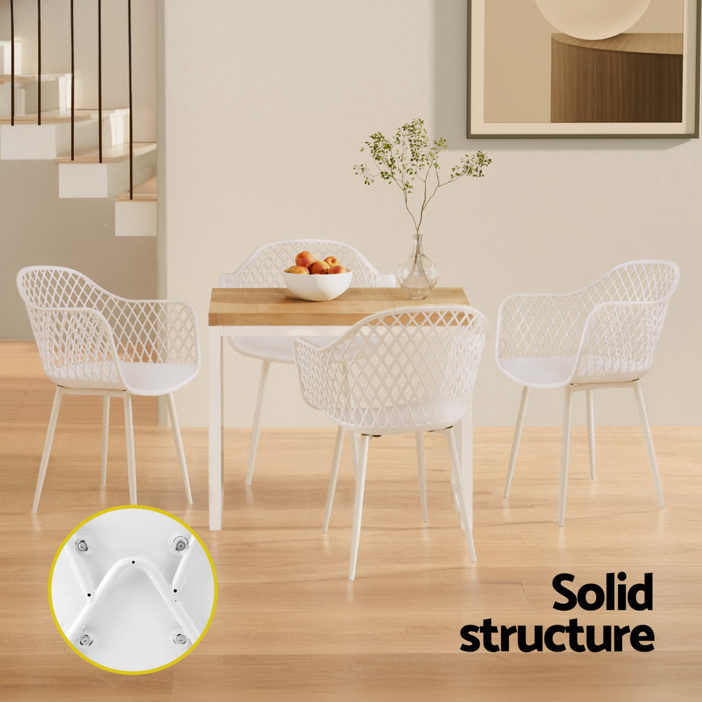 Set of 4 Ventilated Outdoor Dining Chairs - White