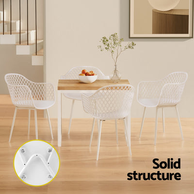Set of 4 Ventilated Outdoor Dining Chairs - White