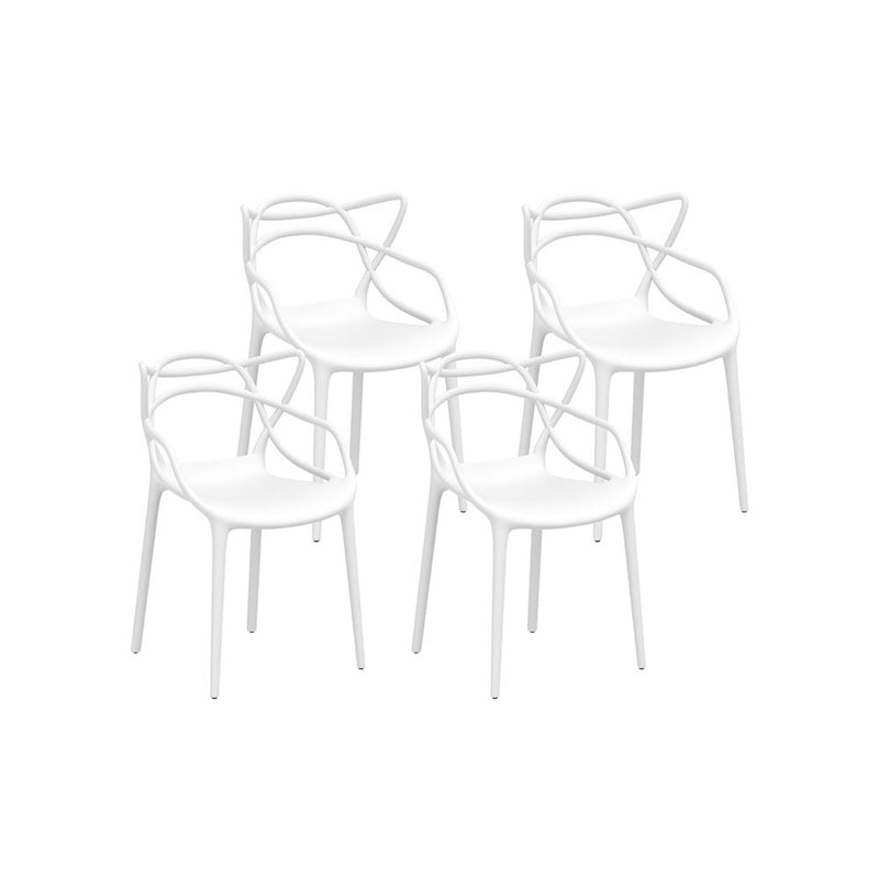Set of 4 Stackable Outdoor Dining Chairs - White-1