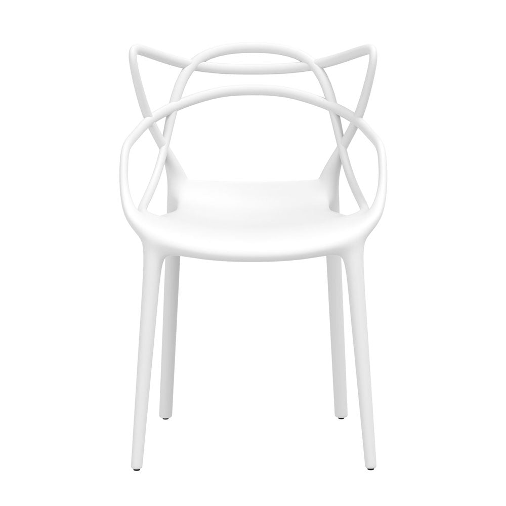 Set of 4 Stackable Outdoor Dining Chairs - White-3