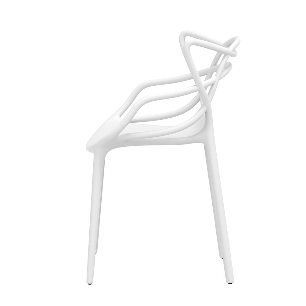 Set of 4 Stackable Outdoor Dining Chairs - White-4