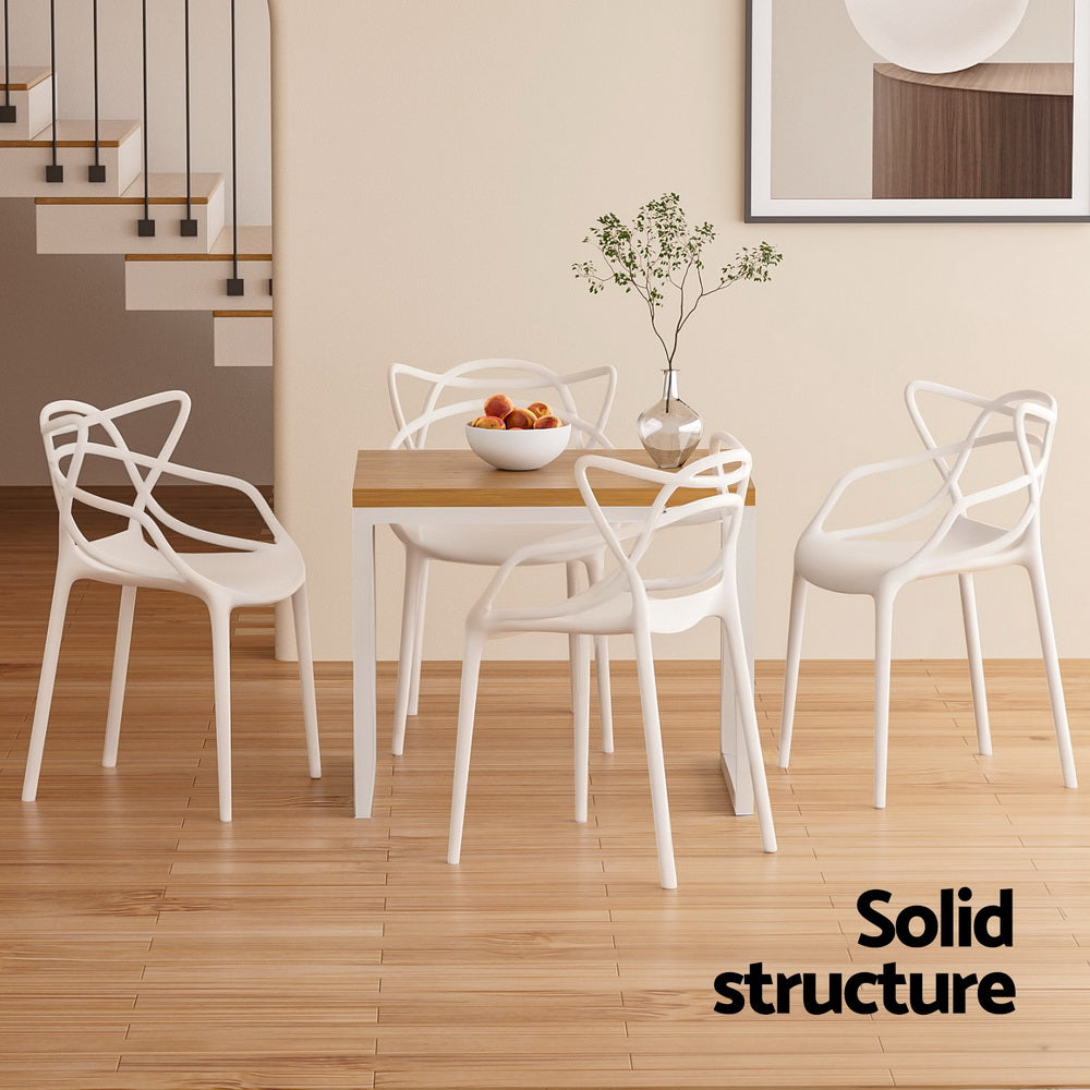 Set of 4 Stackable Outdoor Dining Chairs - White-6