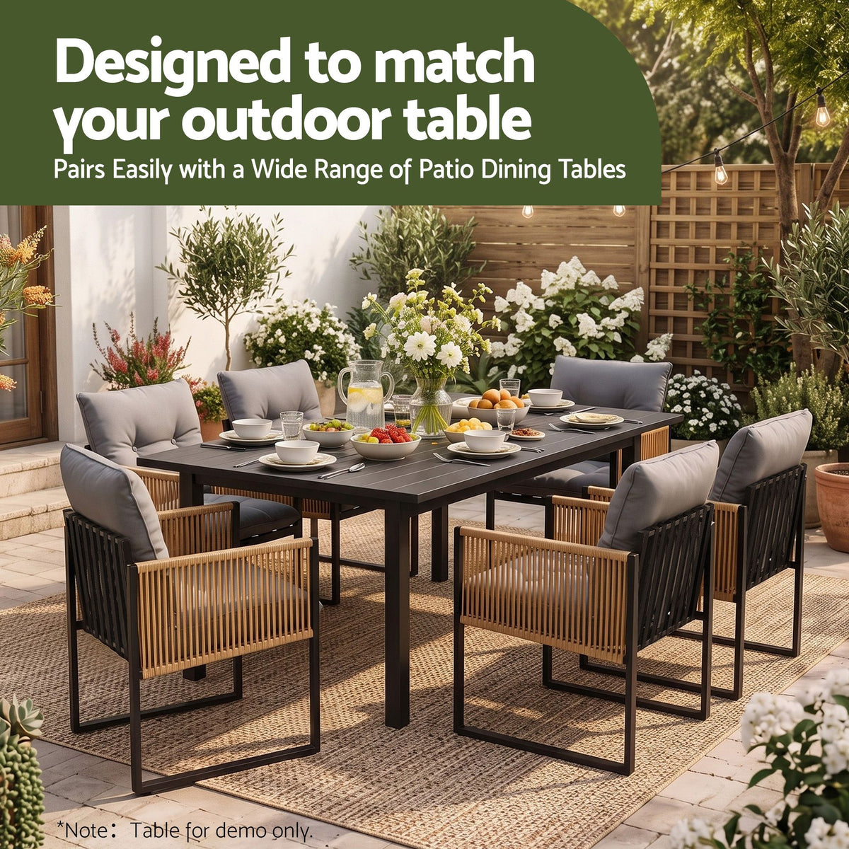 2PC Outdoor Dining Chairs with Cushions Wicker Patio Armchairs