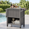 Outdoor 3-in-1 Serving Cart with 80L Ice Bucket Cooler and Rolling Storage Cabinet - Brown