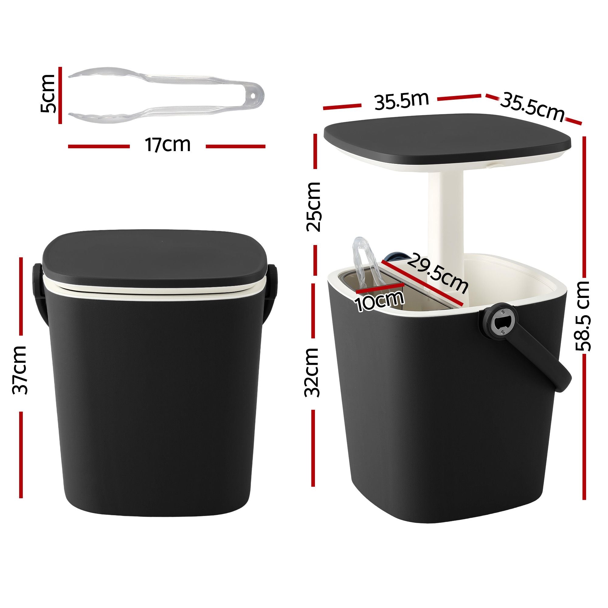 2-in-1 Portable Outdoor Bar Table with 15L Wine Cooler and Ice Bucket - Black