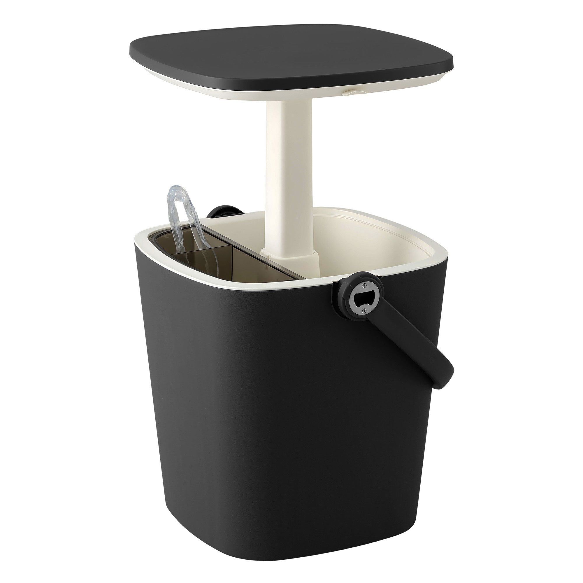 2-in-1 Portable Outdoor Bar Table with 15L Wine Cooler and Ice Bucket - Black