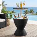 Portable Outdoor Bar Table with 30L Ice Bucket Cooler and Adjustable Top - Black