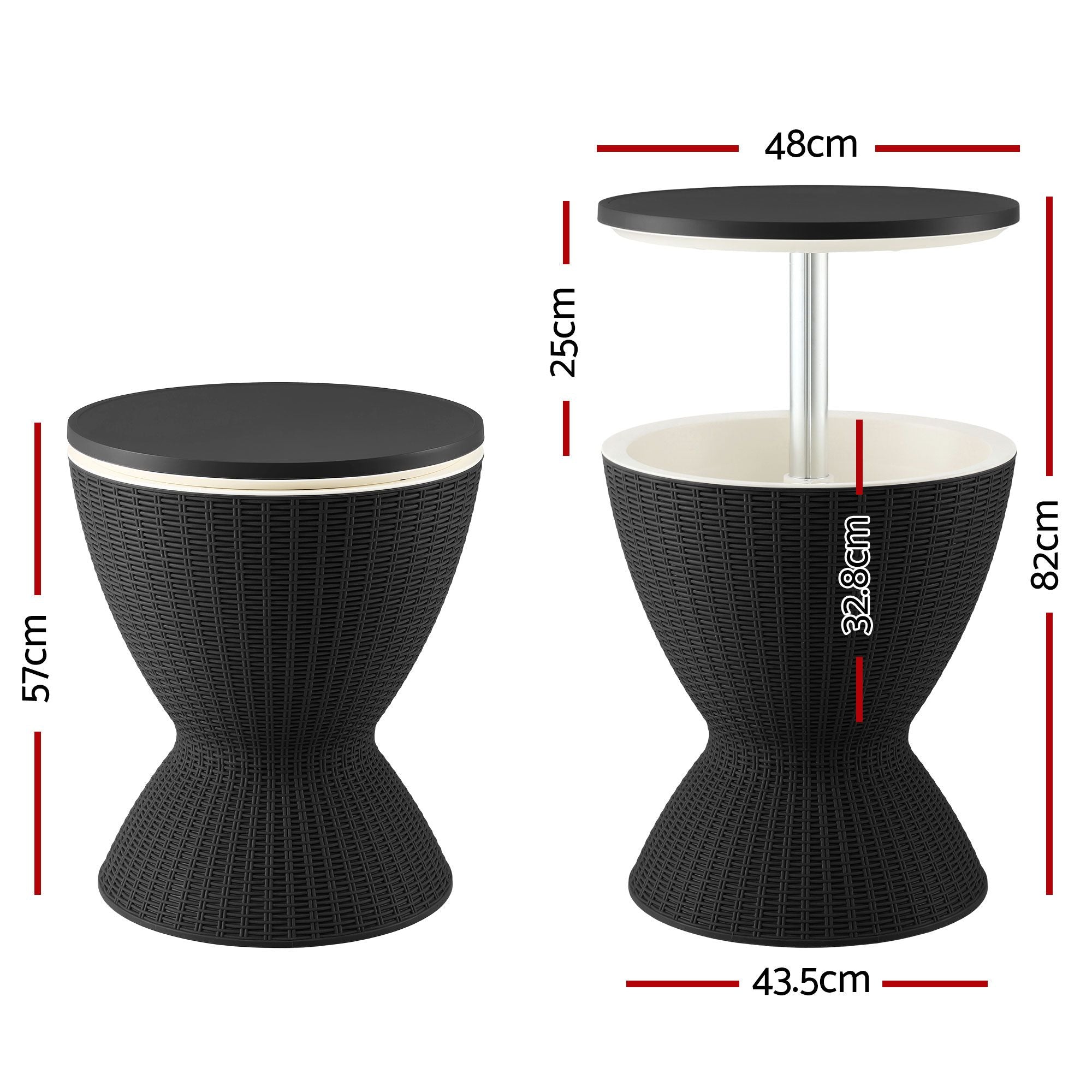 Portable Outdoor Bar Table with 30L Ice Bucket Cooler and Adjustable Top - Black