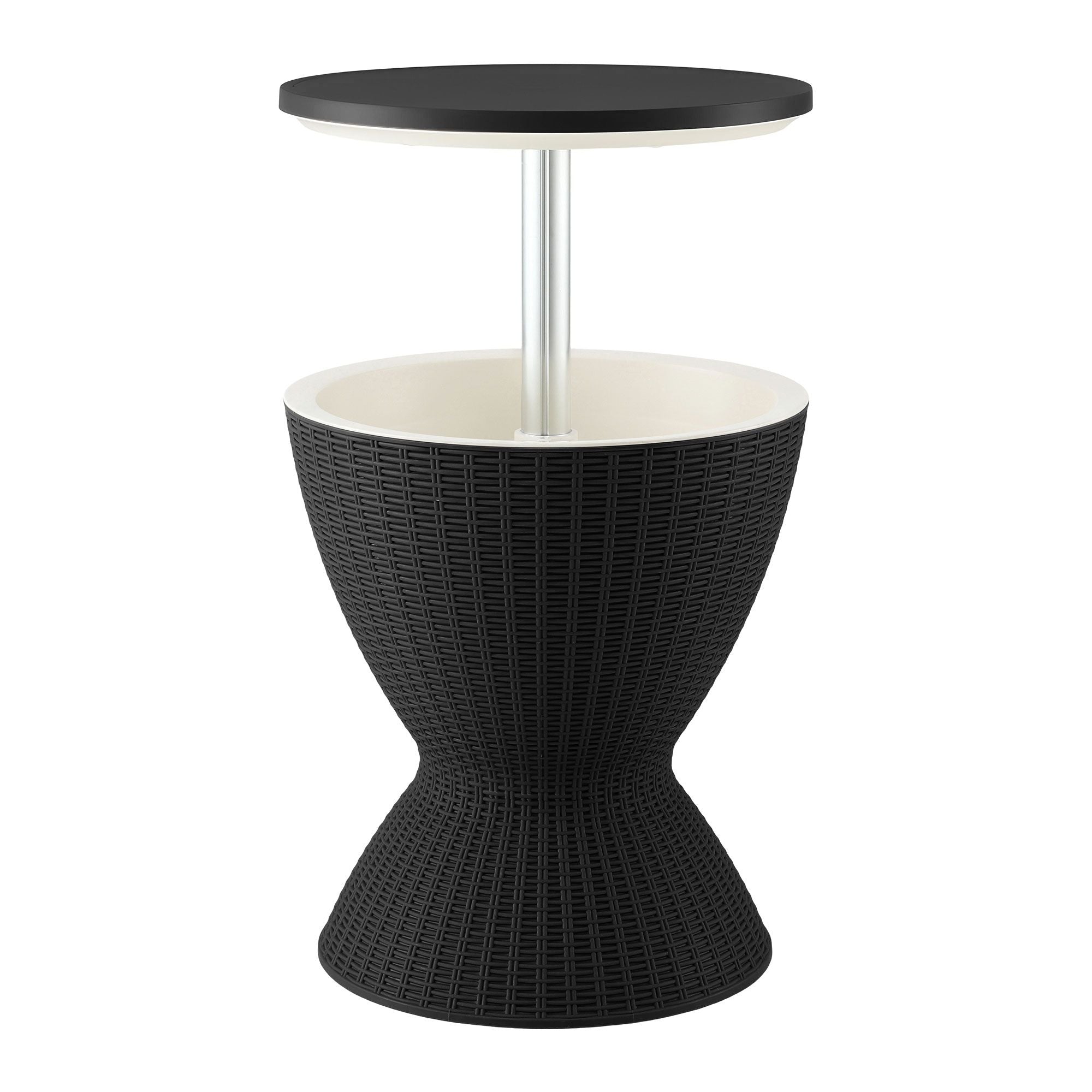 Portable Outdoor Bar Table with 30L Ice Bucket Cooler and Adjustable Top - Black