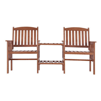 Outdoor Garden Bench Loveseat Wooden Table Chairs Patio Furniture Brown