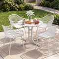 5PCS Outdoor Dining Set Table and Chairs Patio Furniture Garden Diamond White