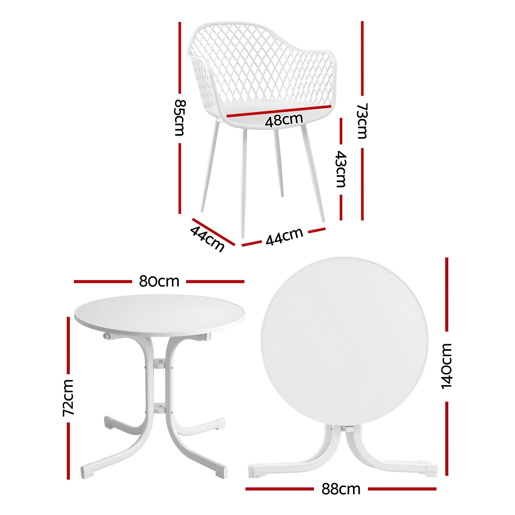 5PCS Outdoor Dining Set Table and Chairs Patio Furniture Garden Diamond White