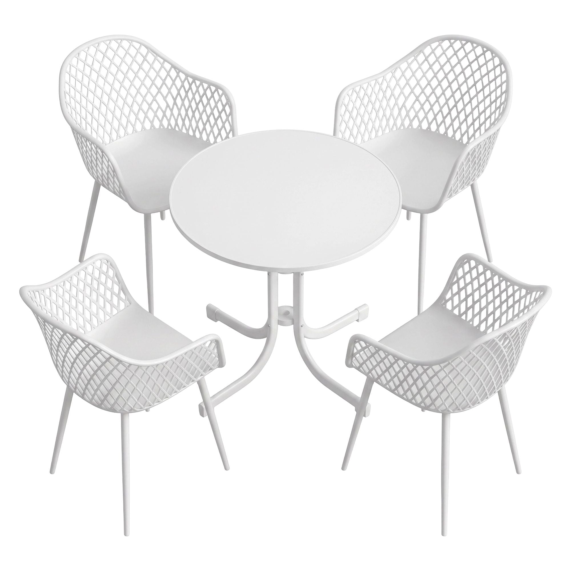 5PCS Outdoor Dining Set Table and Chairs Patio Furniture Garden Diamond White