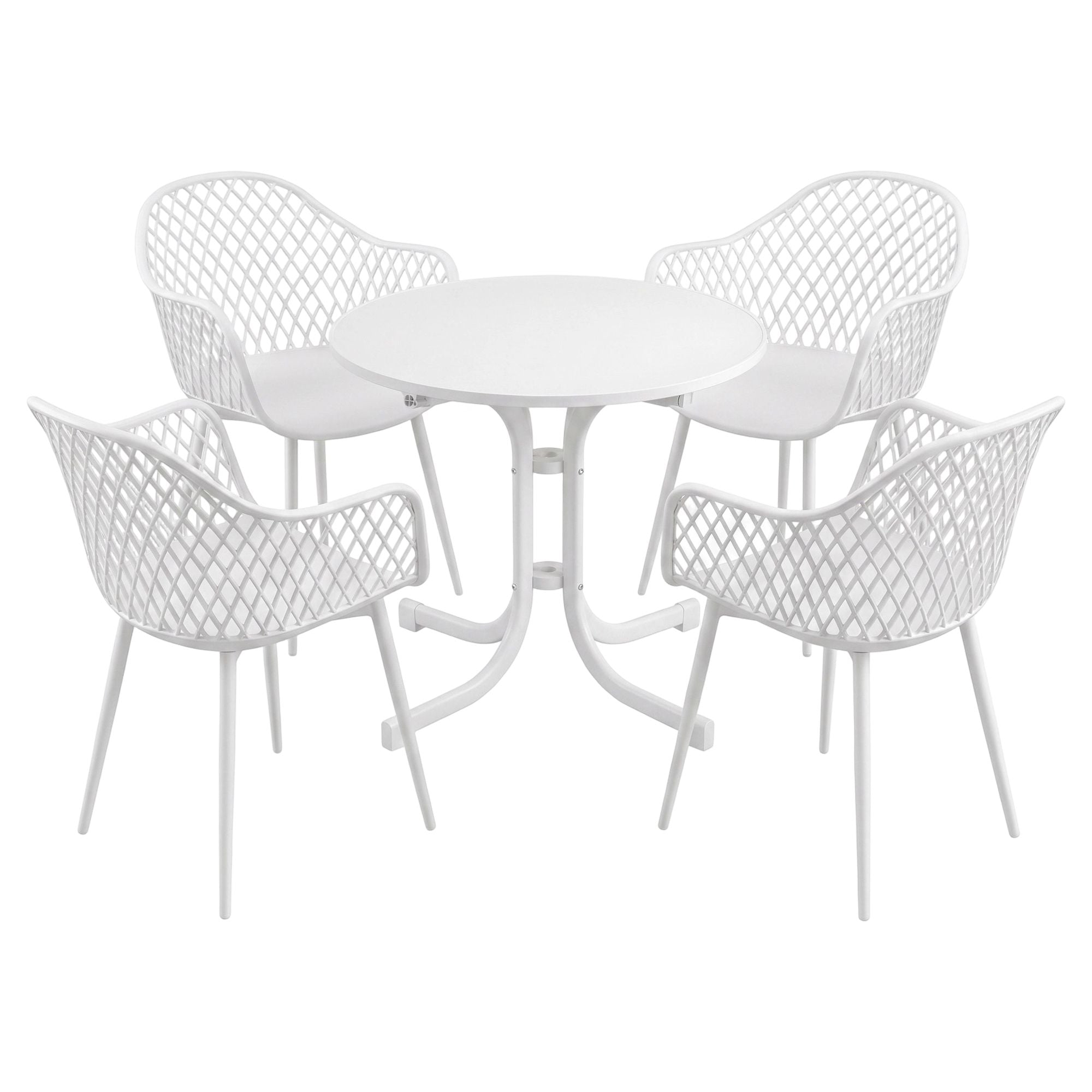 5PCS Outdoor Dining Set Table and Chairs Patio Furniture Garden Diamond White