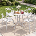 5PCS Outdoor Dining Set Table and Chairs Garden Patio Furniture Entwine White