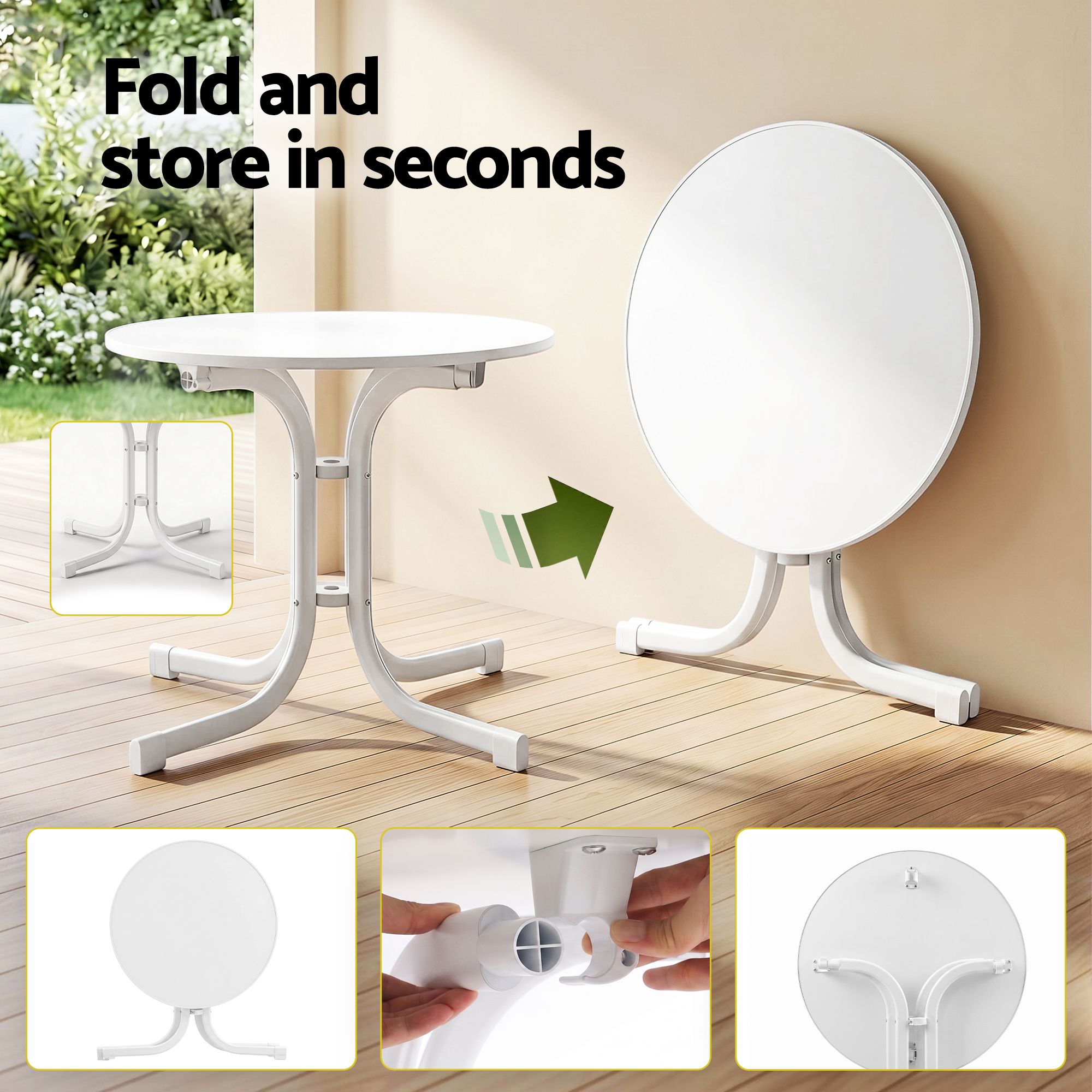 5PCS Outdoor Dining Set Table and Chairs Garden Patio Furniture Entwine White