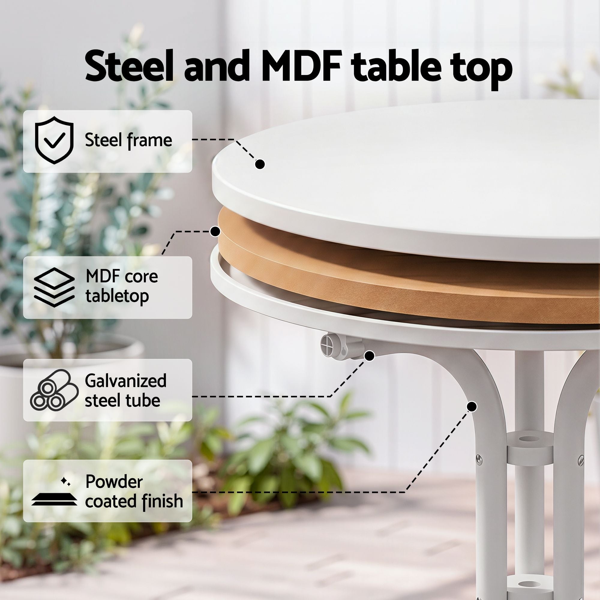 5PCS Outdoor Dining Set Table and Chairs Garden Patio Furniture Entwine White