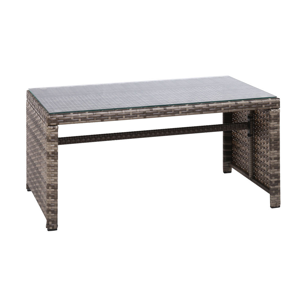 4 PCS Outdoor Sofa Set with Storage Cover Rattan Chair Furniture Grey