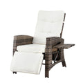 Outdoor Recliner Chairs Sun lounge Wicker Lounger Patio Furniture Adjustable Brown
