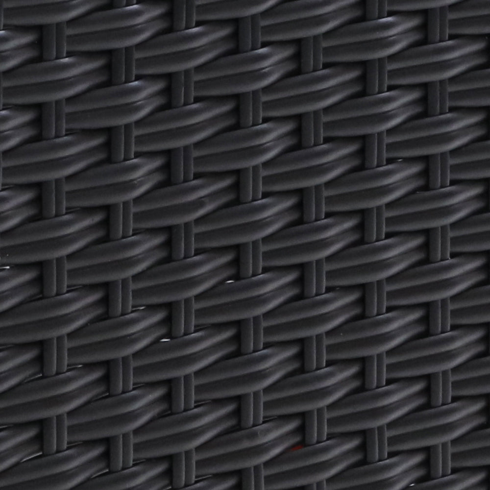 Close-up of black woven wicker texture on the Elise Outdoor Recliner Chair with Ottoman Black