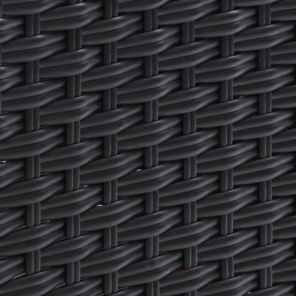 Close-up of black woven texture on Set of 2 Elise Outdoor Recliner Chairs with Ottomans Black material surface