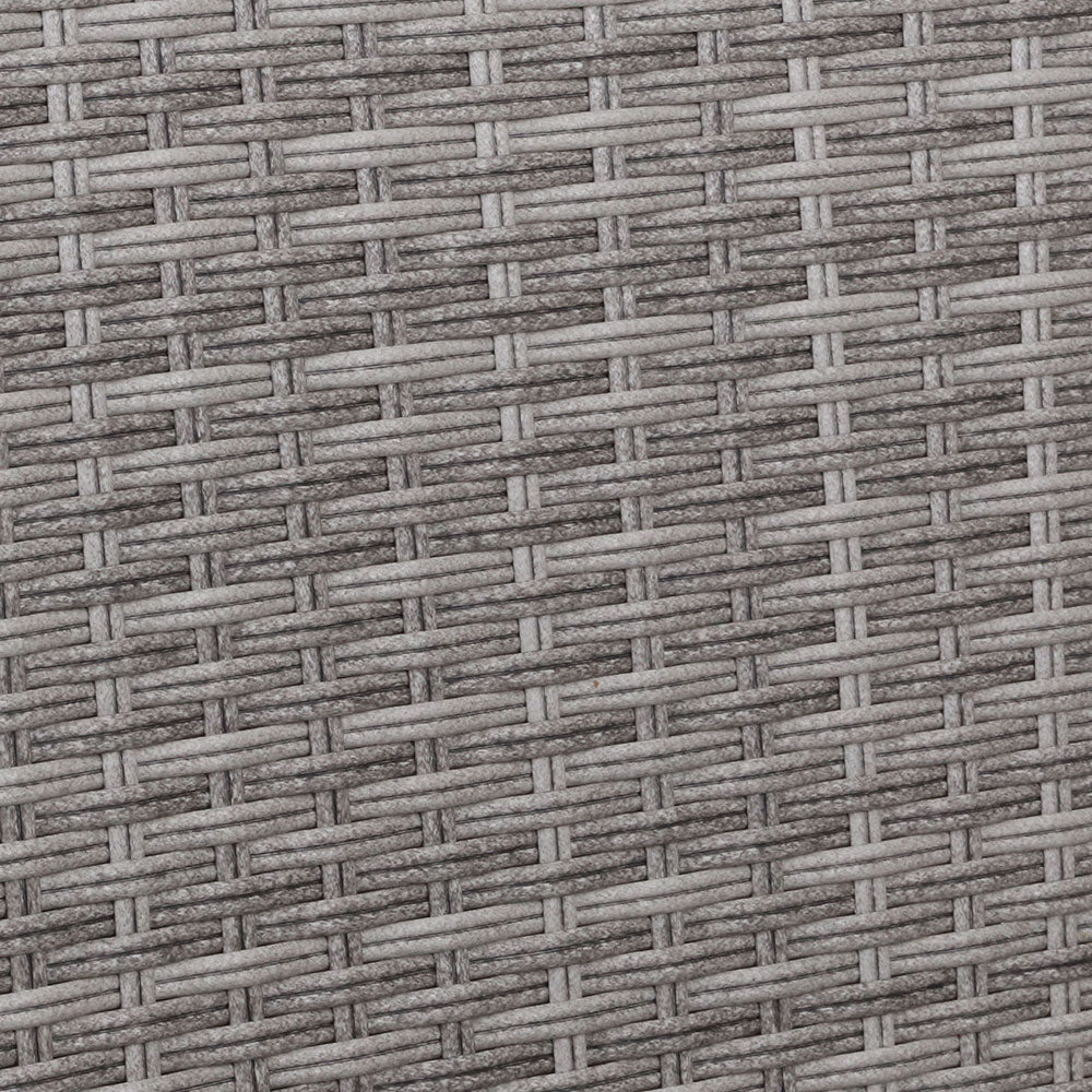Close-up of gray wicker texture on the Set of 2 Elise Outdoor Recliner Chairs with Ottomans Grey