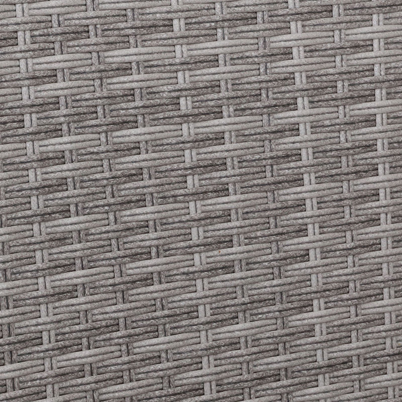 Close-up of gray wicker texture on the Set of 2 Elise Outdoor Recliner Chairs with Ottomans Grey