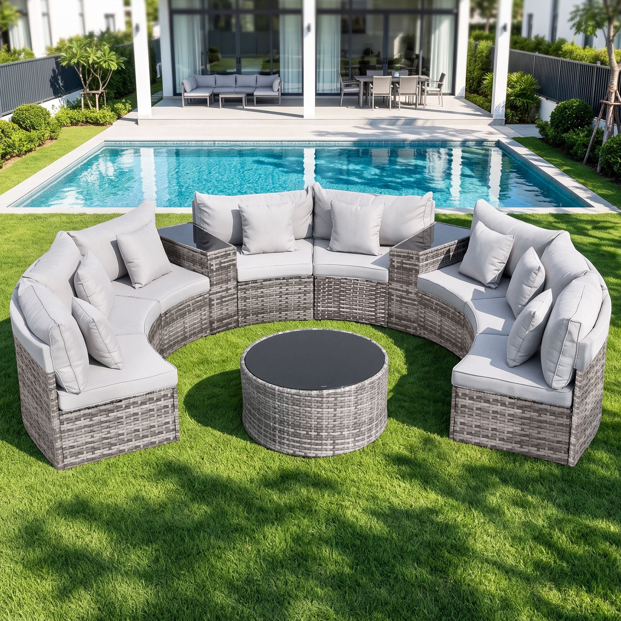 8 Seater Outdoor Sofa Set 11PCS Table Chair Set Garden Rattan Furniture