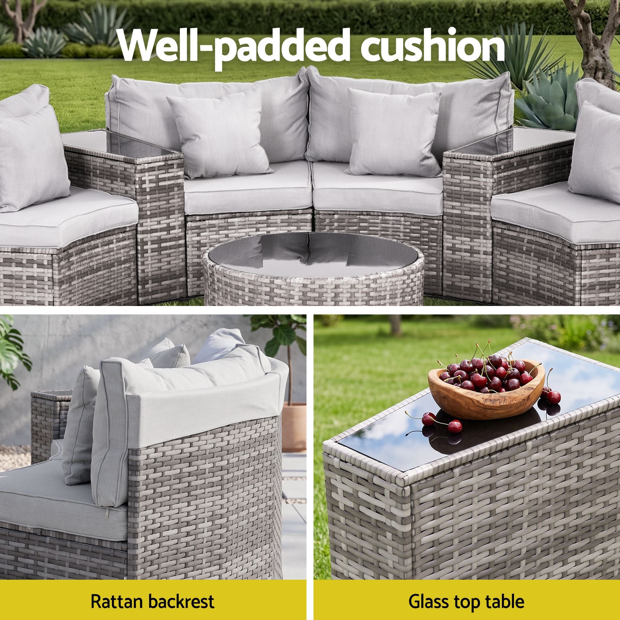 8 Seater Outdoor Sofa Set 11PCS Table Chair Set Garden Rattan Furniture