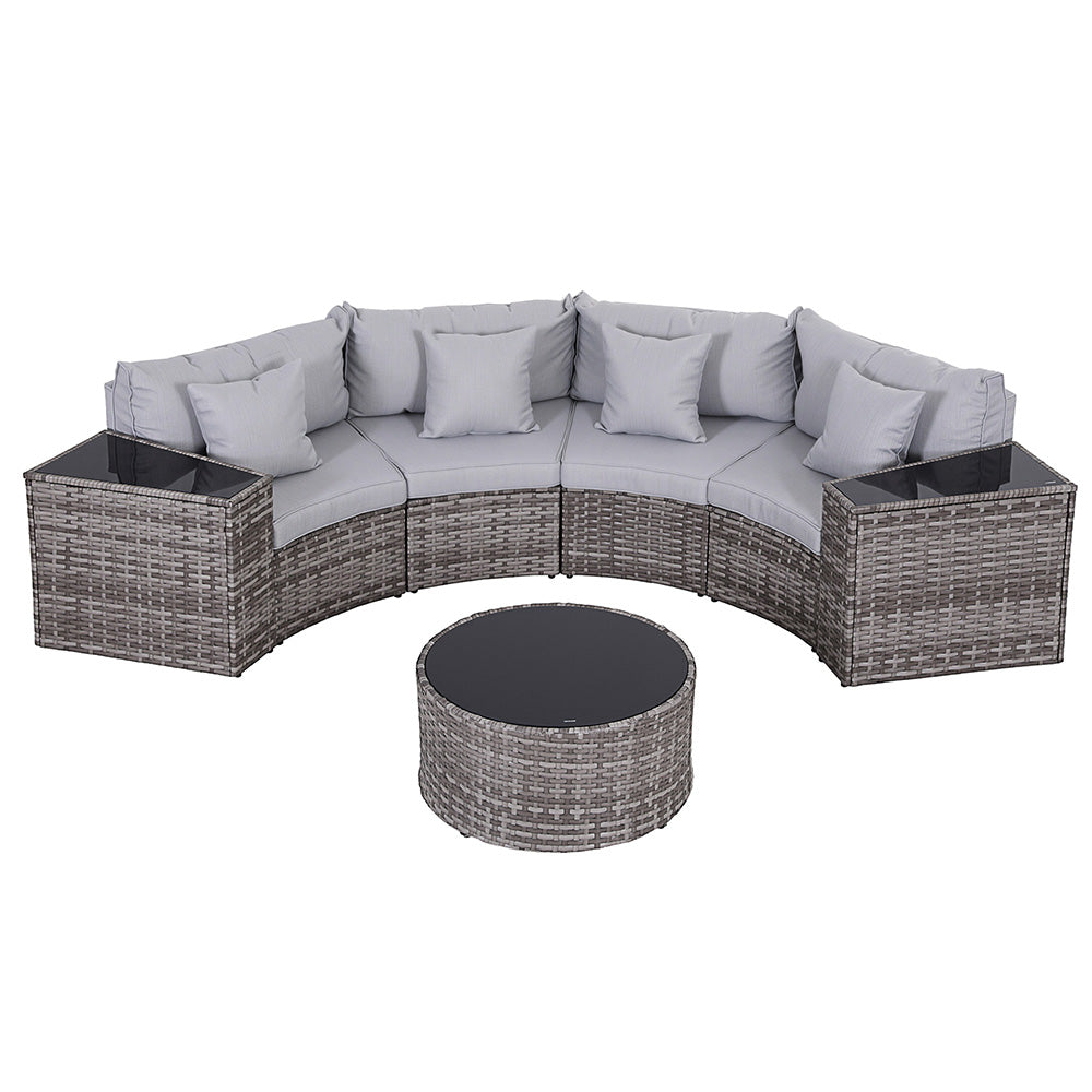 4 Seater Outdoor Sofa Set 7PCS Table Chair Set Garden Rattan Patio Furniture