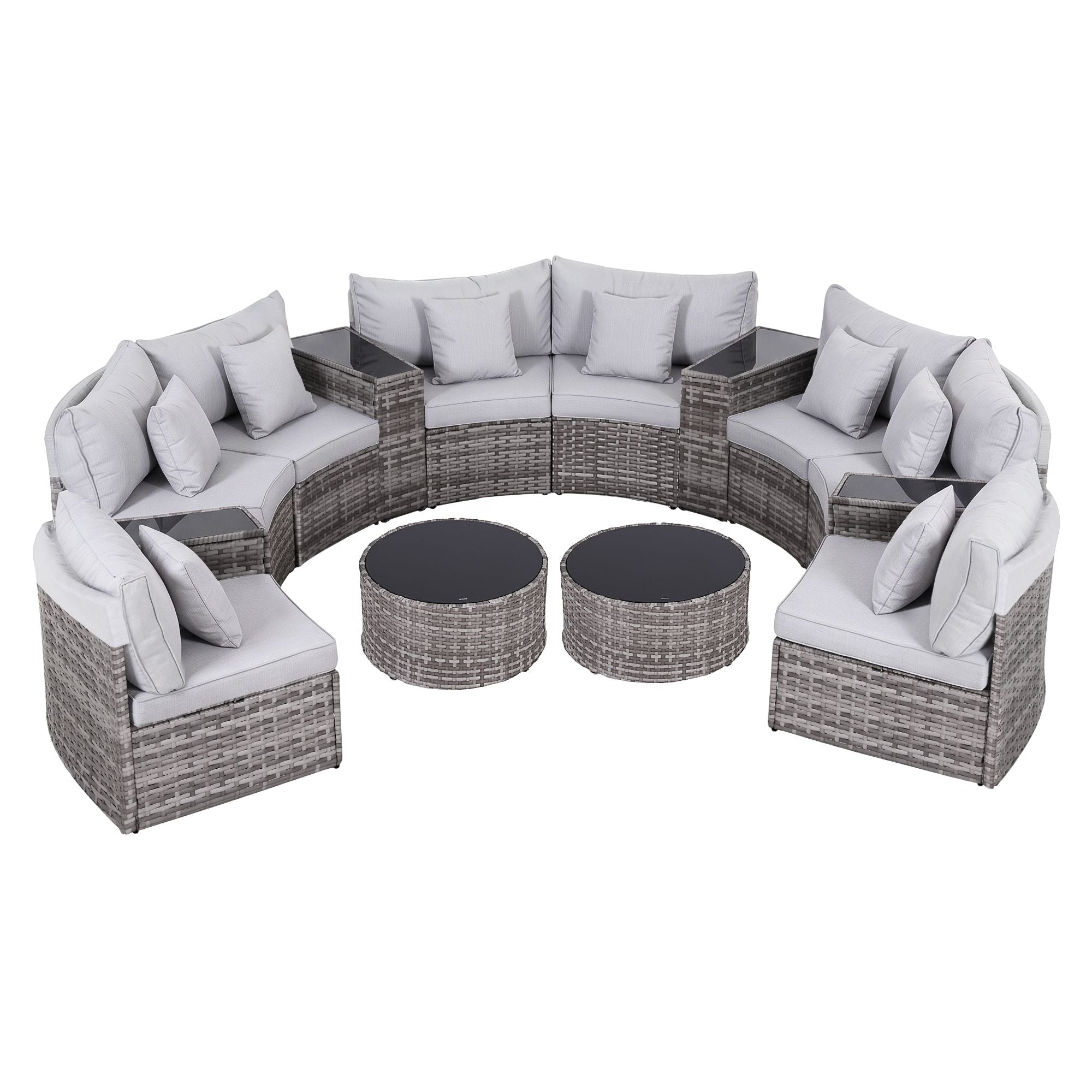 8 Seater Outdoor Sofa Set 14PCS Table Chair Set Rattan Patio Furniture