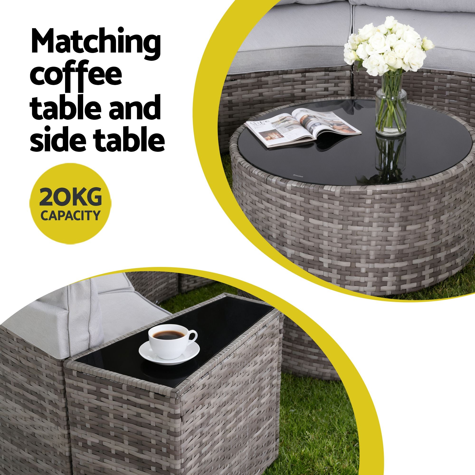 8 Seater Outdoor Sofa Set 14PCS Table Chair Set Rattan Patio Furniture