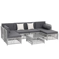 6 Seater Outdoor Sofa Set 7PCS Table Chair Set Garden Rattan Patio Furniture