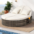 Outdoor Day Bed Sun Lounge with Retractable Side Tray Patio Furniture