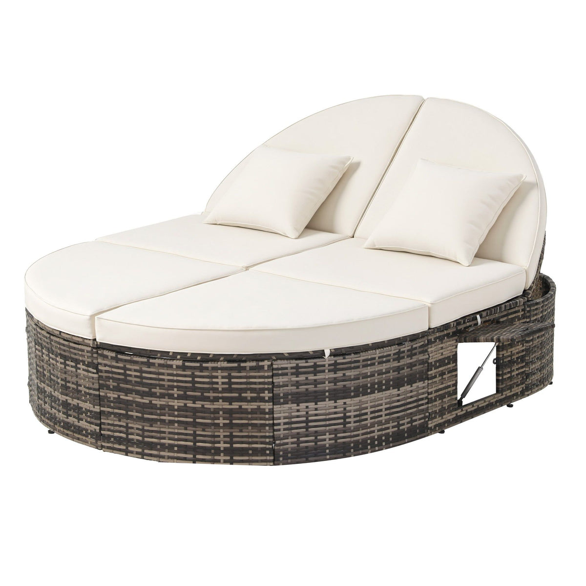 Outdoor Day Bed Sun Lounge with Retractable Side Tray Patio Furniture