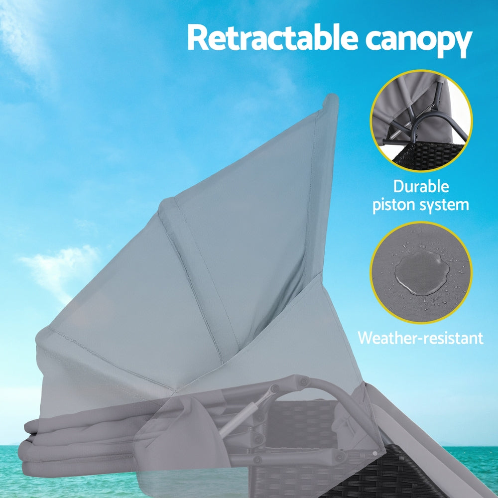 Outdoor Day Bed Sun Lounge Setting Wicker Lounger Patio Furniture