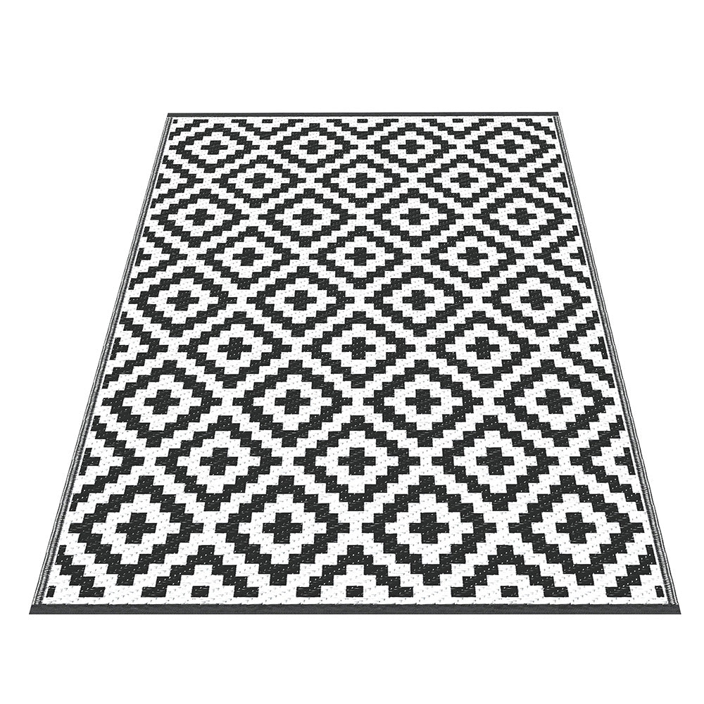Outdoor Rugs 120x180cm Large Carpet Reversible Area Mat PP Dual-Sided Patio Rug Cross