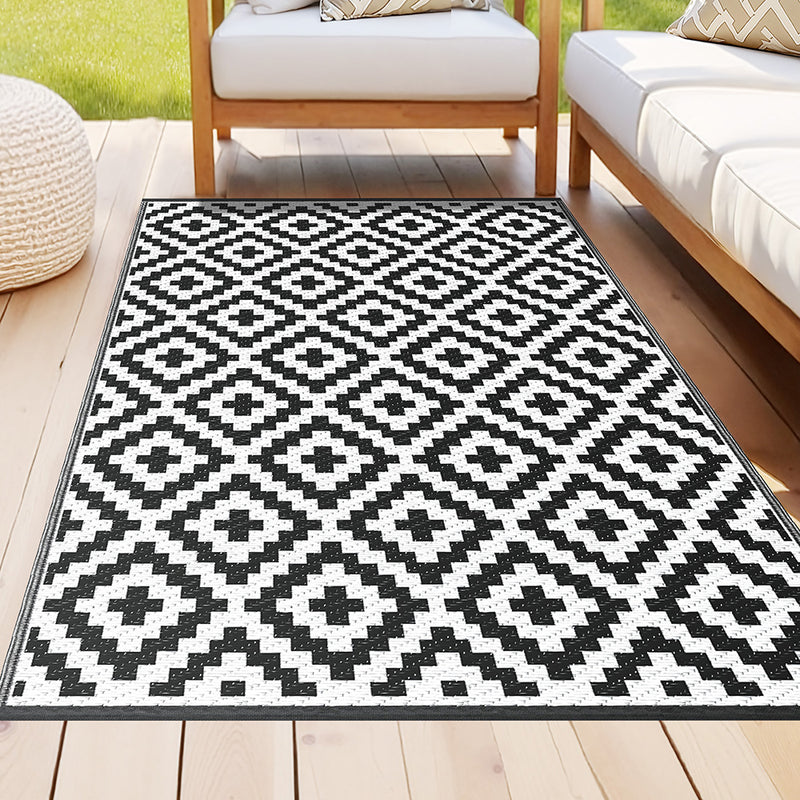 Outdoor Rugs 120x180cm Large Carpet Reversible Area Mat PP Dual-Sided Patio Rug Cross-1